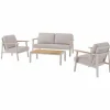 Salon de jardin 4 places en alu/heat Crème/oak/beige - PROLOISIRS Jade