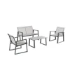 Salon de jardin en aluminium graphite et toile textylène gris perle Alysse - 4 éléments (canapé, table basse et deux fauteuils)