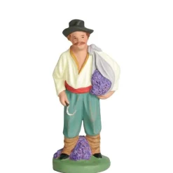 Santon pour crèche porteur de lavande blanc - 7 cm