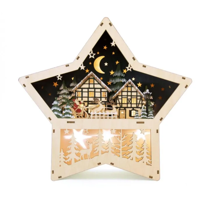 Scénette étoile avec Père Noël Festilight 12 LED 35 x 7,5 x 33,5 cm