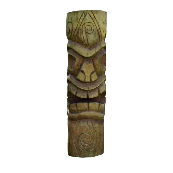 Sculpture en bois de cocotier Tête de Tiki mauri - 100 cm