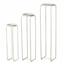 Sellette rotative en fer beige Hanka M - Ø 25 x H 96 cm