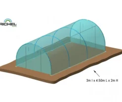 Serre tunnel pieds droits, 2 portes zippées, SERRES RICHEL - 13.5m²
