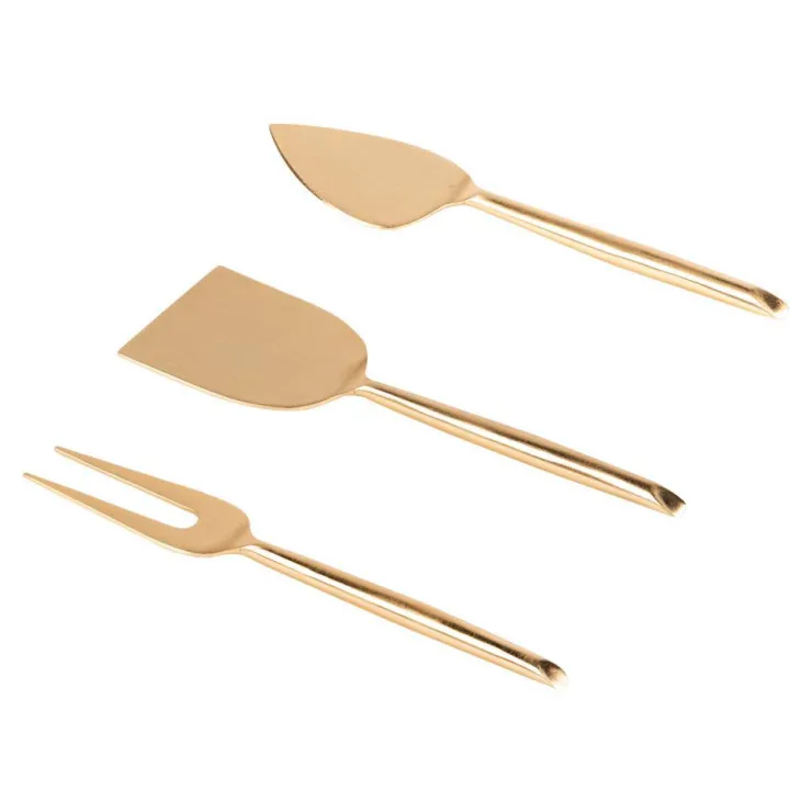 Service de 3 couverts à fromage en métal finition dorée Elite -17,5 cm