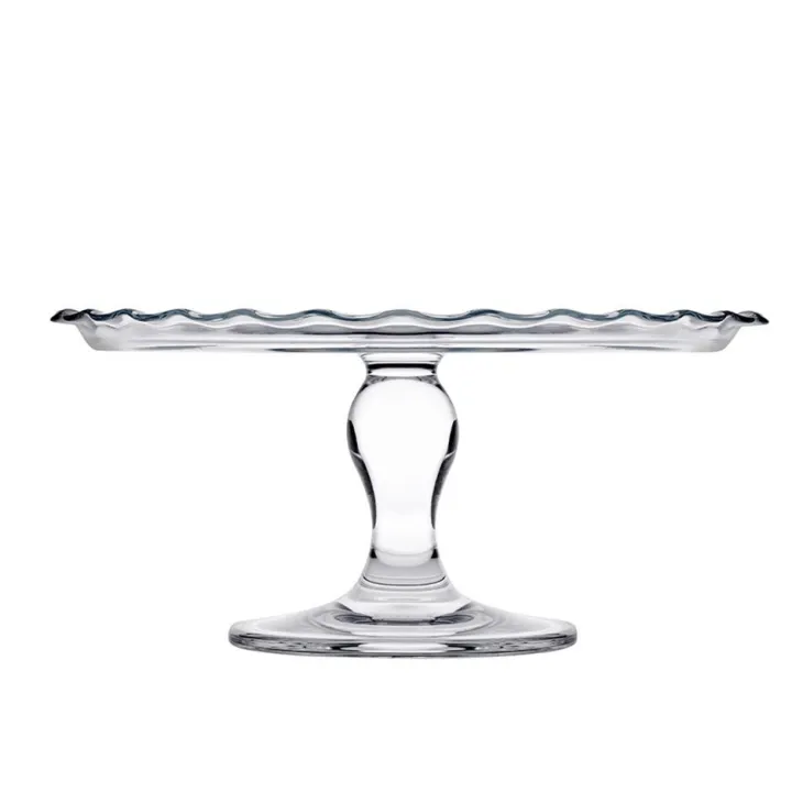 Serviteur sur pied en verre transparent - Ø 26 x H 12 cm