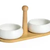 Set à tapas en bambou avec 2 coupelles en porcelaine blanche Médard de Noblat