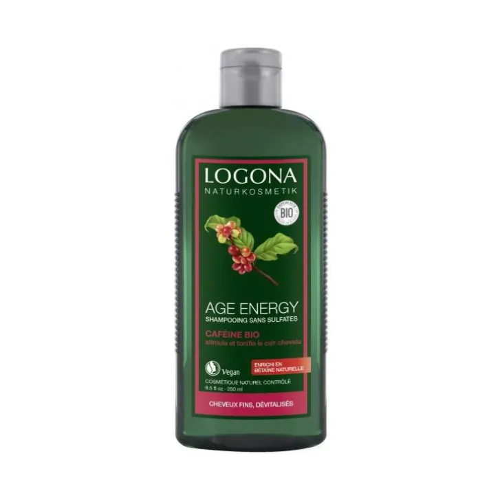 Shampoing energy caféine bio en flacon de 250 ml