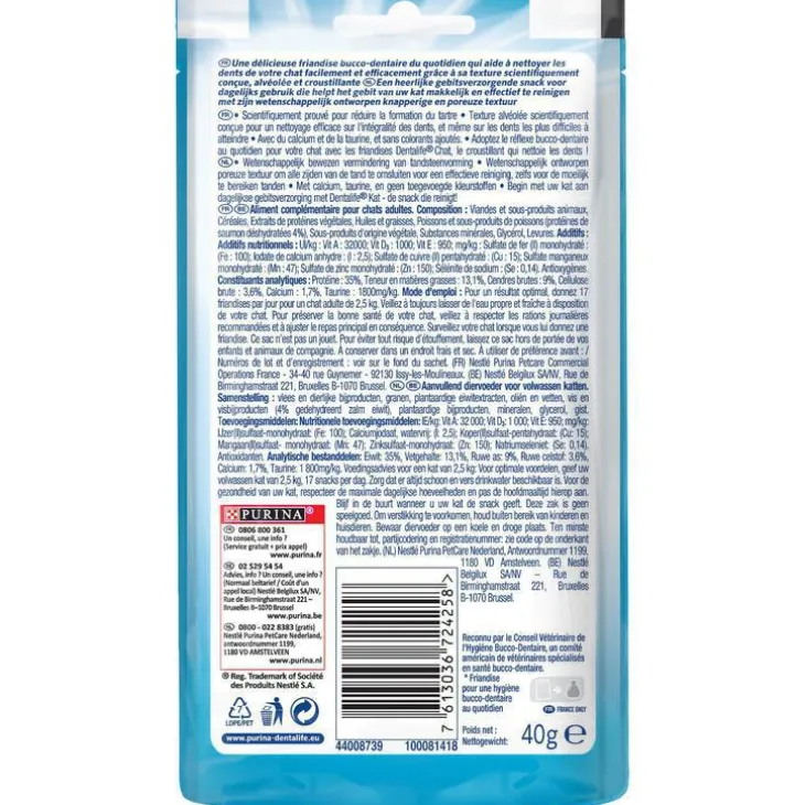 Snack à mâcher pour chat Dentalife Cat Saumon 40 g