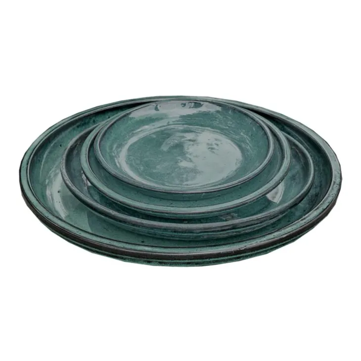 Soucoupe en grès émaillé vert Amande Decolines Littoral - Ø 18 cm