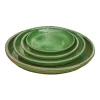 Soucoupe en terre cuite émaillée verte Poterie du Bousquet Costa - Ø 24 x H 3 cm