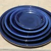 Soucoupe en terre cuite émaillée bleu Nuit étoilée Les Poteries d’Albi - Ø 18 cm