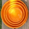 Soucoupe en terre cuite émaillée orange Savane Les Poteries d’Albi - Ø 18 cm