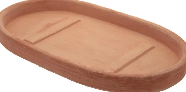 Soucoupe ovale moderne en terre cuite claire Anticomestiere - 44 x 25 cm