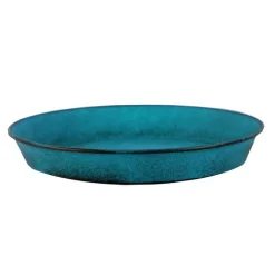 Soucoupe pot Reb en acier bleu mat Ø 26,5 x H 3,5 cm