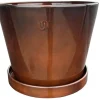 Soucoupe pour pot évasé coloris marron en métal recyclé - 23,5 x 23,5 x 3 cm