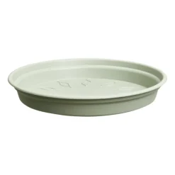 Soucoupe ronde en plastique vert pierre Elho green Basics - Ø 14 cm