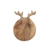 Sous-assiette ronde en bois ornée de bois de cerf - 30 x 25 x 2,5 cm