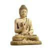 Statue en pierre reconstituée patinée beige Hairie Grandon Bouddha assis grand modèle - 80 cm