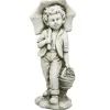 Statue garçon avec parapluie en polymagnesium blanc cassé - 67,5 cm