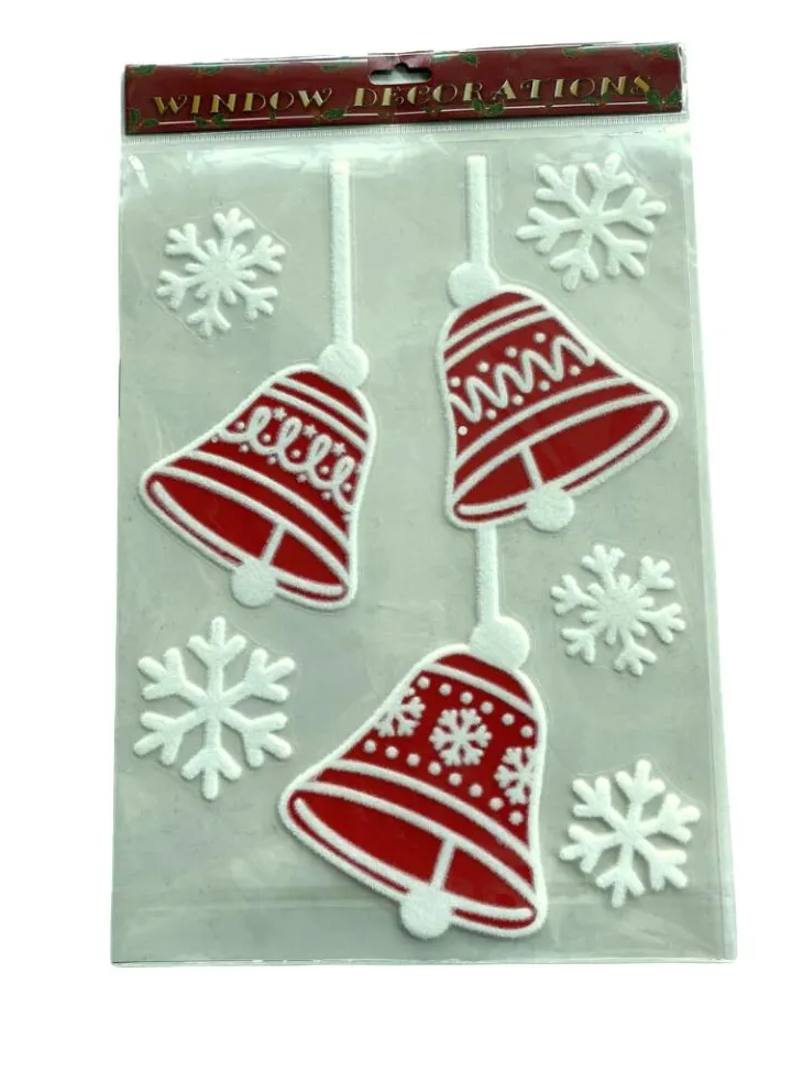 Sticker grand père Noël floqué rouge et blanc - 28,5 x 40 cm