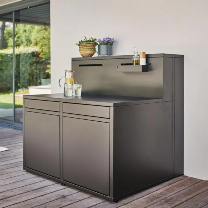 Support cuisine fermé en acier noir forme comptoir de bar Forge Adour - 120 x 97,2 x 112,5 cm