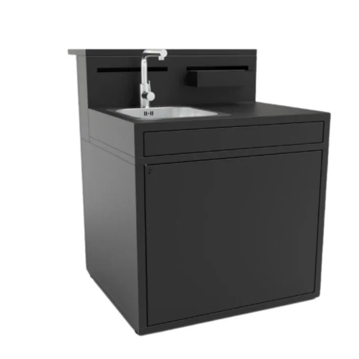 Support évier fermé en acier noir forme comptoir de bar Forge Adour - 90 x 97,2 x 112,5 cm