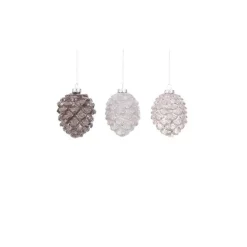 Suspension de Noël pomme de pin coloris argent - Ø 7 cm