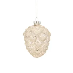 Suspension de Noël pomme de pin coloris argent - Ø 7 cm