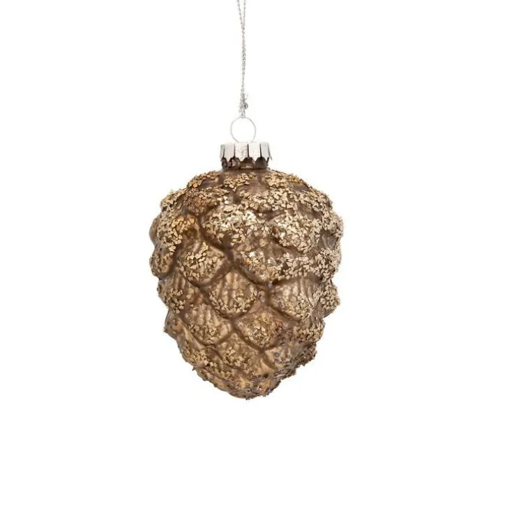 Suspension de Noël pomme de pin coloris argent - Ø 7 cm