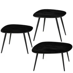 Table basse en bois recyclé noir Jailey T2 - 54 x 44 x 44 cm