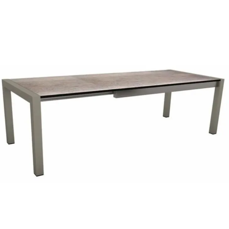 Table coloris graphite/smoky en aluminium Stern - 174/214/254 x 90 x 75 cm
