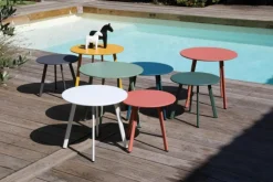 Table d'appoint ronde en acier époxy blanc - PROLOISIRS Massai - Ø50 cm