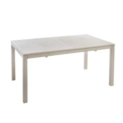 Table en aluminium crème Caméline II - 200/280 x 98 cm