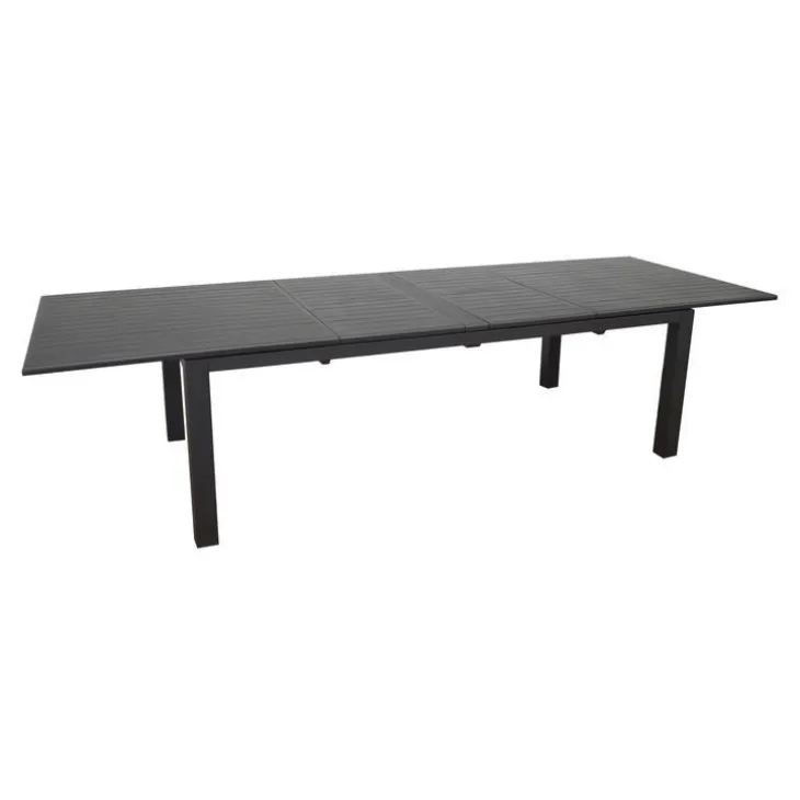 Table en aluminium graphite Caméline II - 220/320 x 110 cm