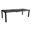Table extérieure coloris noir mat/marbre foncé en aluminium Stern - 214/254/294 x 100 x 75 cm