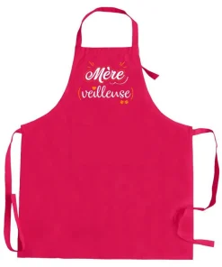 Tablier Mére-Veilleuse recyclé coloris rose en coton - 72 x 90 cm