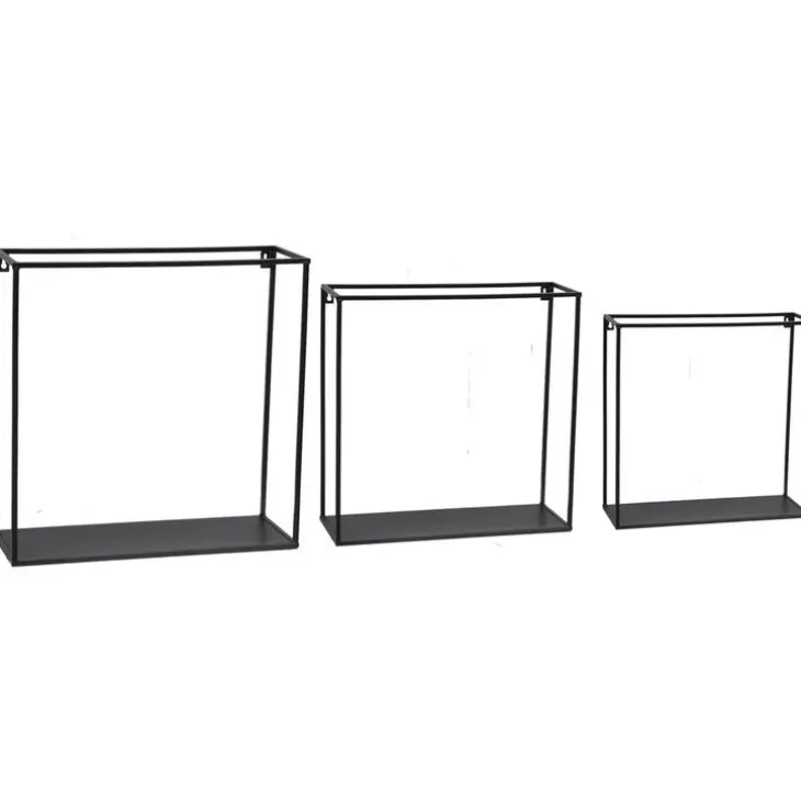 Étagère murale métallique noire petit modèle - 35 x 13 x 35 cm