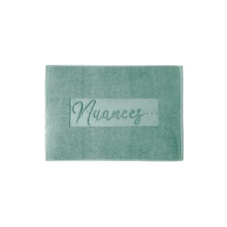 Tapis de bain fougères coloris vert 100% coton biologique Nuances - 50 x 70 cm