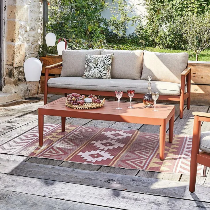 Tapis d'extérieur en polypropylène recyclé Terracotta Aztèques - 270 x 180 cm