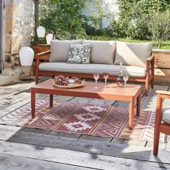Tapis d'extérieur en polypropylène recyclé Terracotta Aztèques - 150 x 90 cm