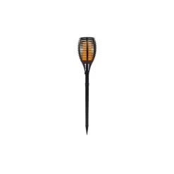 Torche solaire noire imitation flamme à LED blanc chaud Ø 14 x H 70 cm