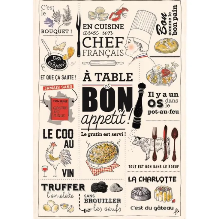 Torchon cuisine française 48x72 cm
