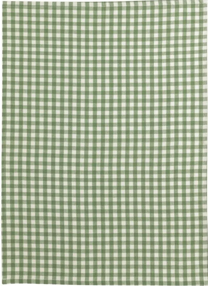 Torchon vert cactus en coton recyclé Vichy - 50 x 70 cm