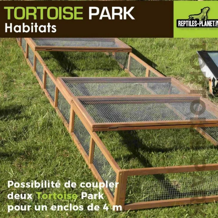 Tortoise Park pour tortue enclos extérieur grillagé en bois Reptile Planet – 200 x 100 x 25 cm