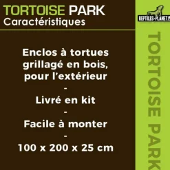 Tortoise Park pour tortue enclos extérieur grillagé en bois Reptile Planet – 200 x 100 x 25 cm