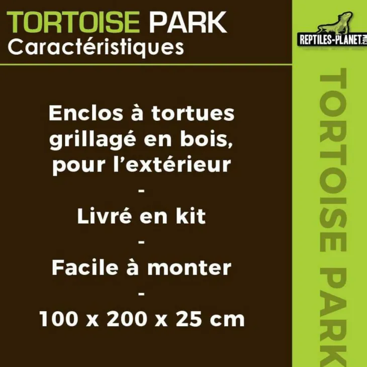 Tortoise Park pour tortue enclos extérieur grillagé en bois Reptile Planet – 200 x 100 x 25 cm