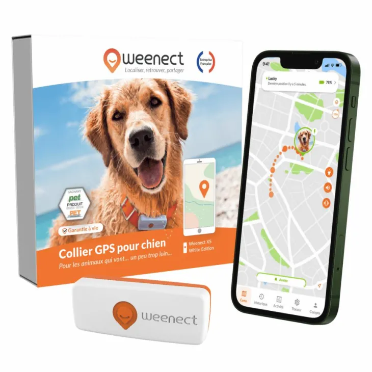 Traceur GPS pour chien coloris blanc Weenect