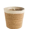 Vannerie naturelle avec rebord blanc - 30 x 28 x 25 cm