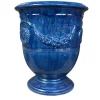 Vase Anduze bleu en terre cuite émaillée H 38 x Ø 43 cm