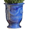 Vase Anduze mini bleu en terre cuite émaillée H 22 x Ø 17 cm